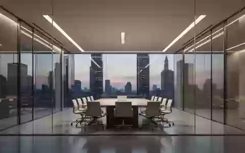 Ein moderner, leerer Konferenzraum in einem Bürogebäude bei Dämmerung, der eine Atmosphäre institutioneller Kontrolle vermittelt. - Foto: über boerse-global.de