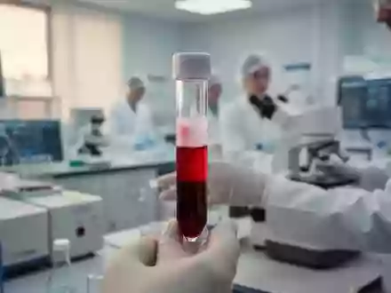 Ein zentrifugiertes Blutröhrchen in einem medizinischen Labor als Symbol für die biochemische Forschung an Cholesterinwerten. - Foto: über boerse-global.de
