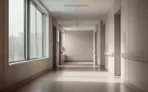 Ein heller, minimalistischer Krankenhausflur mit natürlichem Lichteinfall und klaren architektonischen Linien. - Foto: über boerse-global.de