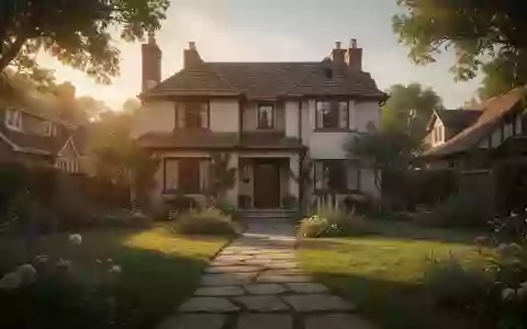 Ein Einfamilienhaus mit gepflegtem Garten und einem Steinweg bei sonnigem Licht. - Foto: über boerse-global.de