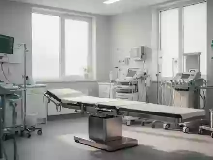 Ein steriler, moderner Behandlungsraum in einer Klinik mit medizinischen Geräten in neutralem Licht. - Foto: über boerse-global.de