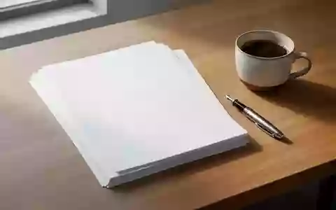 Ein minimalistischer, moderner Schreibtisch mit einem Stapel leerem Papier und einer Tasse Kaffee in natürlichem Licht. - Foto: über boerse-global.de