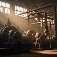 Innenansicht einer großen Industriehalle mit schweren Maschinen und Metallrohren in natürlichem Licht. - Foto: über boerse-global.de