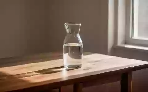 Eine minimalistische Glaskaraffe mit Wasser auf einem hölzernen Untergrund in einem sonnendurchfluteten Raum. - Foto: über boerse-global.de