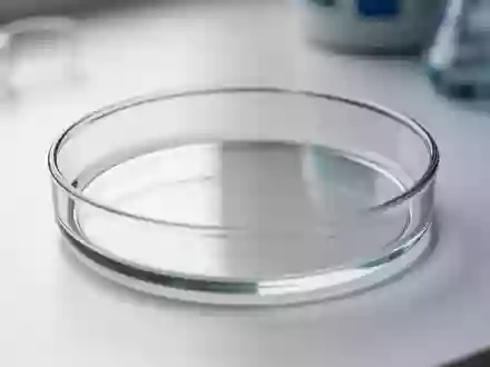 Ein leeres Glas-Petrischälchen auf einer sterilen weißen Laboroberfläche als Symbol für medizinische Forschung. - Foto: über boerse-global.de