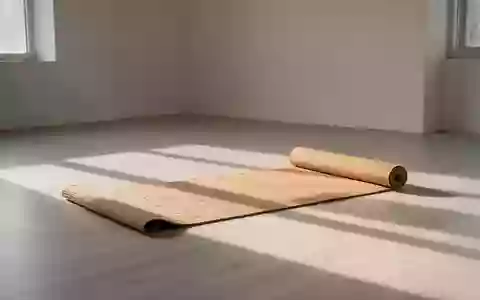 Ein heller, minimalistisch eingerichteter Raum mit einer ausgerollten Yogamatte auf einem Holzboden. - Foto: über boerse-global.de