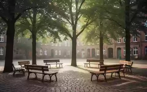 Ein sonniger, ruhiger Stadtplatz mit Sitzgelegenheiten unter Bäumen, der eine Atmosphäre der Gemeinschaft und Begegnung ausstrahlt. - Foto: über boerse-global.de