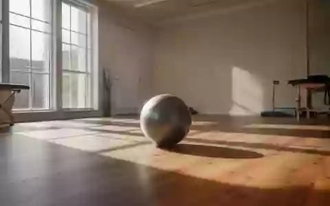 Ein minimalistischer, lichtdurchfluteter Physiotherapieraum mit einem Gymnastikball auf einem Holzboden. - Foto: über boerse-global.de