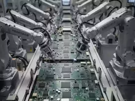 Präzisionsroboterarme an einer modernen Fertigungsstraße in einer chinesischen Industrieanlage. - Foto: über boerse-global.de