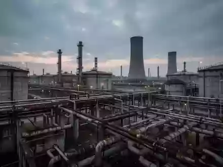 Weitläufiges Industriegelände mit Rohrleitungen und Speichertanks unter einem bewölkten Himmel. - Foto: über boerse-global.de