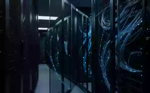 Dunkler Serverraum mit metallischen Schränken und blauer Beleuchtung als Symbol für Cybersicherheit und Dateninfrastruktur. - Foto: über boerse-global.de