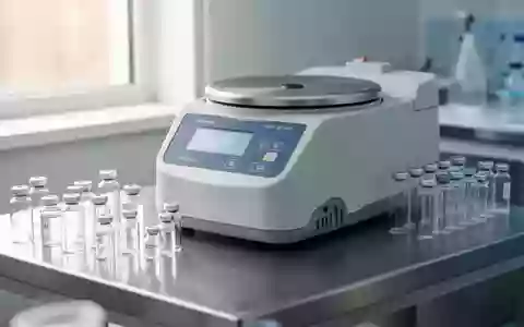 Ein steriler Labortisch mit medizinischen Probengefäßen und einer Zentrifuge in einem hellen, klinischen Umfeld. - Foto: über boerse-global.de