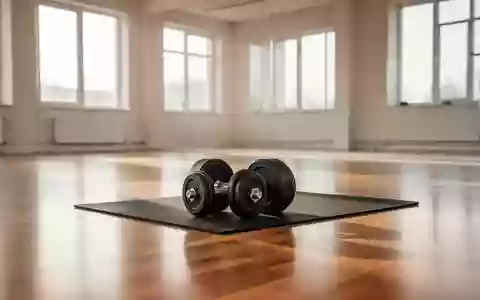 Ein heller, minimalistischer Trainingsraum mit Hanteln auf einer Matte in natürlichem Licht. - Foto: über boerse-global.de