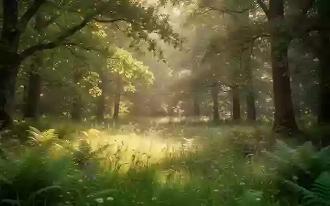 Ein sonnendurchfluteter Wald mit üppigem Grün und weichem Lichtspiel zwischen den Bäumen. - Foto: über boerse-global.de