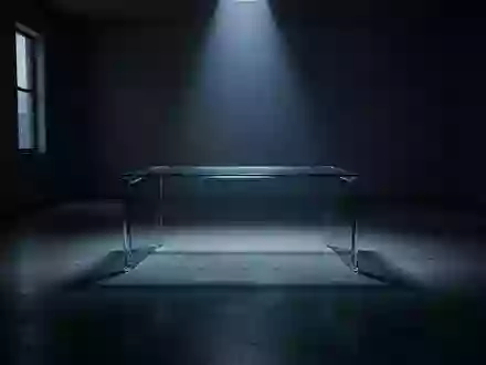 Ein minimalistischer, leerer Raum mit poliertem Betonboden, der in kaltes, blaues Licht getaucht ist und eine bedrohliche Atmosphäre erzeugt. - Foto: über boerse-global.de