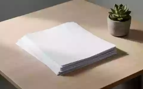 Ein minimalistisch aufgeräumter Schreibtisch aus hellem Holz mit einem Stapel leerer Dokumente und einer kleinen Pflanze. - Foto: über boerse-global.de