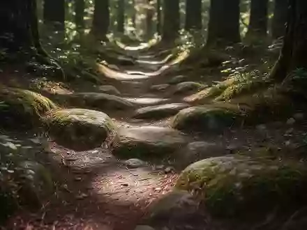 Ein von Moos bewachsener Waldweg bei natürlichem Licht, der Ruhe und Bewegung in der Natur symbolisiert. - Foto: über boerse-global.de