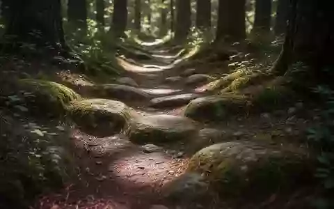 Ein von Moos bewachsener Waldweg bei natürlichem Licht, der Ruhe und Bewegung in der Natur symbolisiert. - Foto: über boerse-global.de
