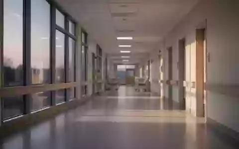 Ein minimalistischer, ruhiger Krankenhausflur mit einfallendem Tageslicht und klaren architektonischen Linien. - Foto: über boerse-global.de