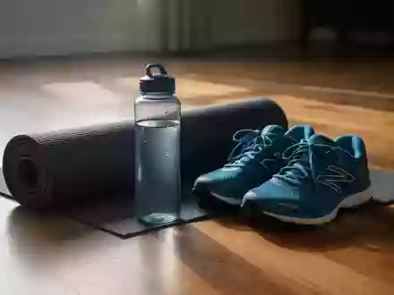 Symbolbild: Yogamatte, Trinkflasche und Laufschuhe - Foto: über boerse-global.de