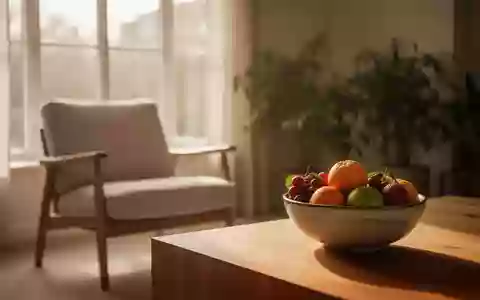 Ein lichtdurchfluteter, ruhiger Raum mit einer bequemen Sitzgelegenheit und frischem Obst, der eine entspannte Atmosphäre vermittelt. - Foto: über boerse-global.de