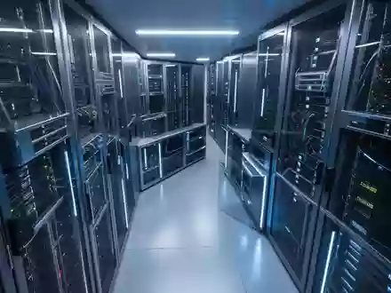 Moderne Serverinfrastruktur mit blauer Beleuchtung in einem Rechenzentrum. - Foto: über boerse-global.de