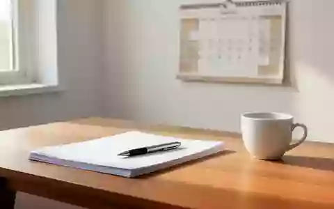 Ein minimalistischer, aufgeräumter Arbeitsplatz mit einem leeren Schreibtisch, Papier und weichem Tageslicht, das für Struktur und Planung steht. - Foto: über boerse-global.de