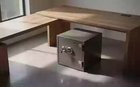 Ein minimalistischer Raum mit einem Stahlschrank auf einem Betonboden als Symbol fĂĽr Sicherheit und Schutz vor Zugriffen. - Foto: ĂĽber boerse-global.de