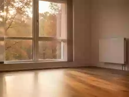Ein helles, modern eingerichtetes Wohnzimmer im Herbst mit einfallendem Sonnenlicht und einem schlichten Heizkörper an der Wand. - Foto: über boerse-global.de