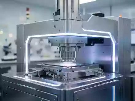 Ein hochmodernes, steriles Reinraum-Labor mit einer präzisen lithografischen Industrieanlage in bläulichem Licht. - Foto: über boerse-global.de