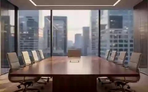 Ein minimalistischer Konferenzraum in einem modernen Bürogebäude mit Blick auf eine städtische Finanzarchitektur. - Foto: über boerse-global.de