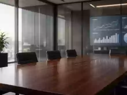 Ein moderner Konferenzraum mit einem polierten Holztisch in einem Bürogebäude bei natürlichem Tageslicht. - Foto: über boerse-global.de