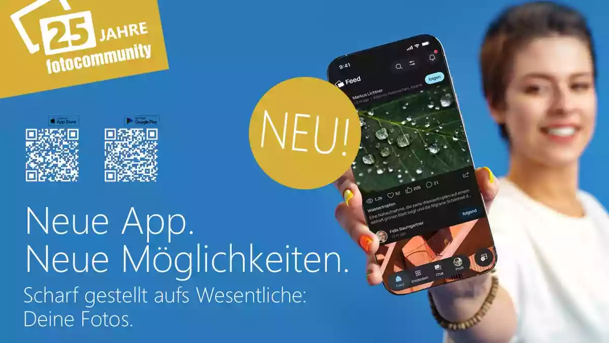 Starke Fotos statt Feed-Lärm: fotocommunity startet neue App für iPhone und Android / Die fotocommunity feiert 25 Jahre mit einer neuen App für iPhone und Android - Bild: presseportal.de