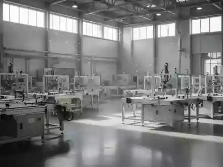 Helle, moderne Fertigungshalle mit polierten Industrieböden und präzisen Arbeitsstationen in einer automatisierten Fabrik. - Foto: über boerse-global.de