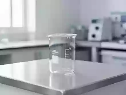 Ein minimalistisches, steriles Laborumfeld mit einem leeren Glasbecher auf einem Edelstahltisch bei natürlichem Licht. - Foto: über boerse-global.de