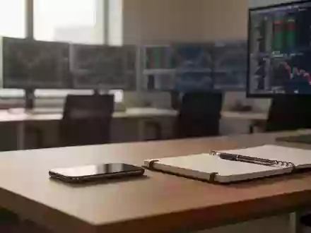 Ein ruhiger, moderner Büroarbeitsplatz mit verschwommenen Monitoren im Hintergrund bei natürlichem Tageslicht. - Foto: über boerse-global.de