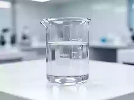 Ein minimalistisches, steriles Laborumfeld mit einem Glasbecher und einer klaren Flüssigkeit auf einer weißen Oberfläche. - Foto: über boerse-global.de