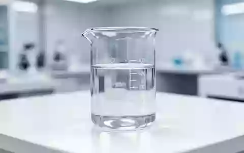 Ein minimalistisches, steriles Laborumfeld mit einem Glasbecher und einer klaren Flüssigkeit auf einer weißen Oberfläche. - Foto: über boerse-global.de