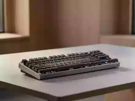 Ein minimalistischer, moderner Arbeitsplatz mit einer leeren mechanischen Tastatur auf einem sauberen Schreibtisch bei natürlichem Licht. - Foto: über boerse-global.de