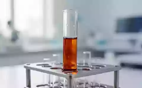 Ein Laborröhrchen mit Blutserum in einem sterilen, klinischen Umfeld, Nahaufnahme. - Foto: über boerse-global.de