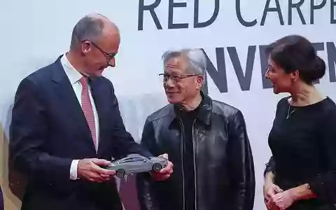 Friedrich Merz, Jen-Hsun Huang, Katherina Reiche - Foto: via dts Nachrichtenagentur