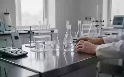 Ein minimalistisches, modernes Labor mit Edelstahlflächen und Glasgefäßen bei natürlichem Lichteinfall. - Foto: über boerse-global.de