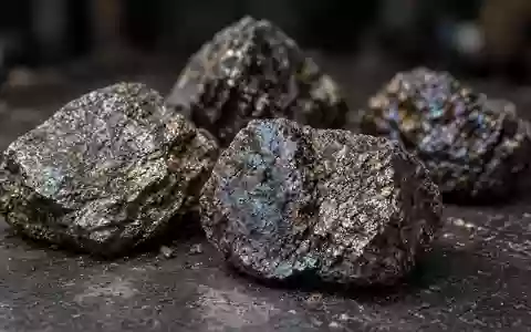 Nahaufnahme von glänzenden Seltenerdmineralien auf einer industriellen Werkbank. - Foto: über boerse-global.de