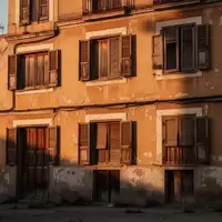 Ein unbewohntes Wohngebäude in Madrid mit geschlossenen Fensterläden an einer sonnigen Fassade. - Foto: über boerse-global.de