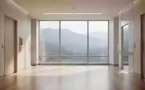 Heller, moderner Innenraum einer Fachklinik mit minimalistischer Architektur und Blick auf eine ruhige Berglandschaft. - Foto: über boerse-global.de