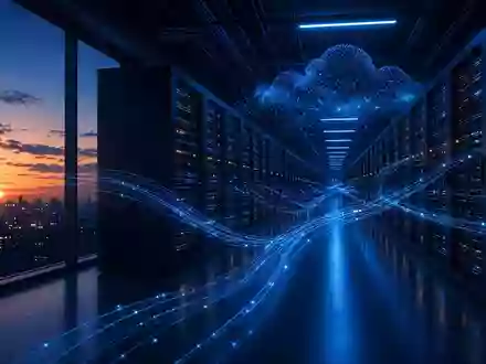 Moderne Rechenzentrum-Infrastruktur mit leuchtenden Glasfaserkabeln und Server-Racks in einer Industriehalle. - Foto: über boerse-global.de