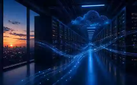 Moderne Rechenzentrum-Infrastruktur mit leuchtenden Glasfaserkabeln und Server-Racks in einer Industriehalle. - Foto: über boerse-global.de