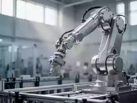 Ein präziser mechanischer Roboterarm in einer industriellen Fertigungsumgebung. - Foto: über boerse-global.de