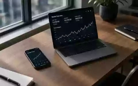 Moderner, minimalistischer Schreibtisch mit Laptop und Smartphone, das abstrakte Finanzkurve zeigt. - Foto: über boerse-global.de
