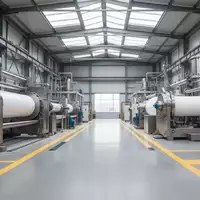 Industrielle Fertigungshalle mit großen Kunststoffverarbeitungsmaschinen und Sicherheitsmarkierungen auf dem Boden. - Foto: über boerse-global.de